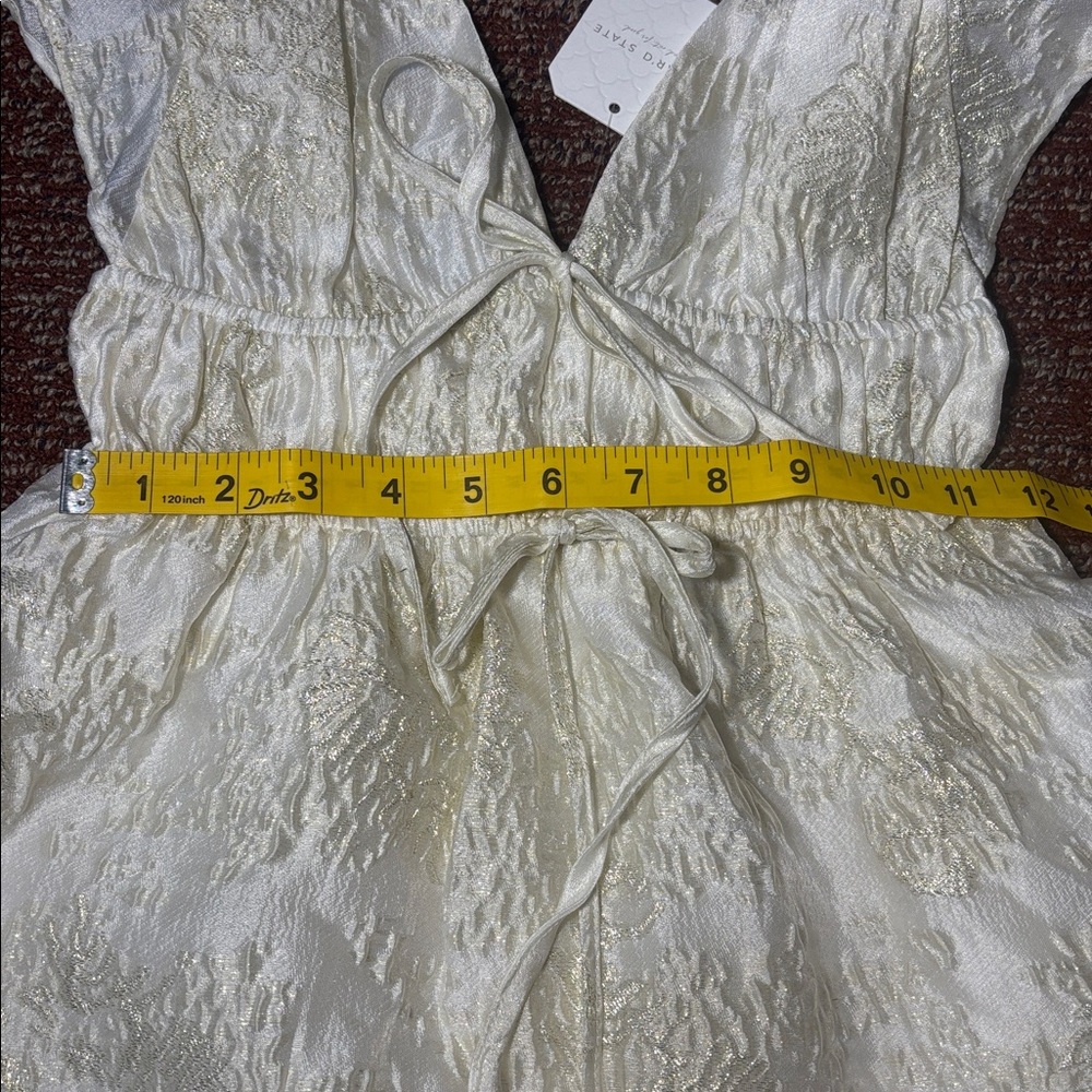 NWT Altar'd State Athena Cream gold metallic shimmer Maxi Dress women’s Xxs - Picture 10 of 15